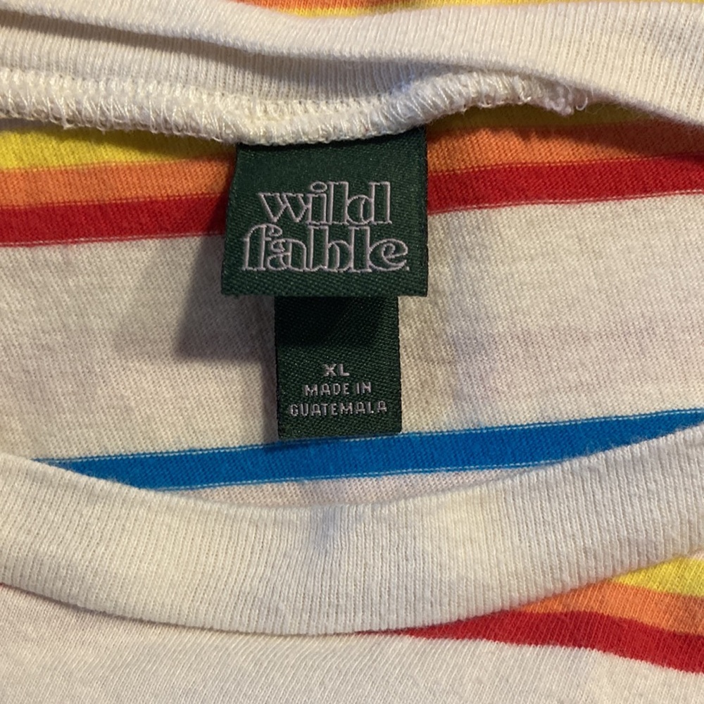 Rainbow Striped Cropped Short Sleeve Tee Shirt - Picture 7 of 7